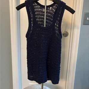 Aerie Navy Crochet Sleeveless Top